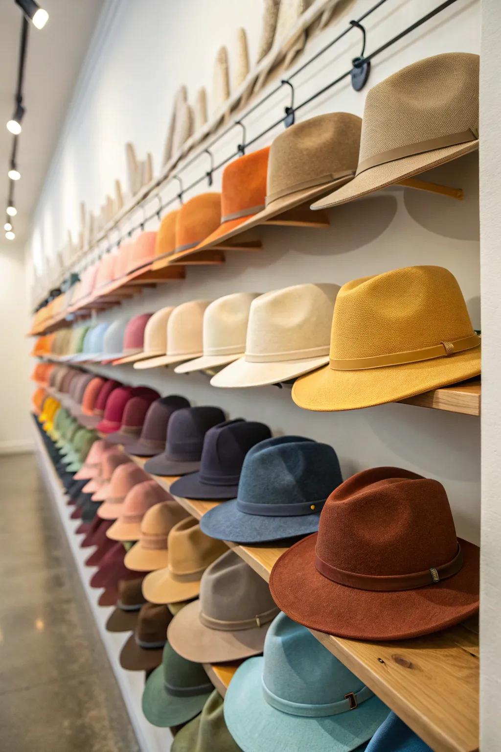 Shade coordination for a visually pleasing exhibit.
