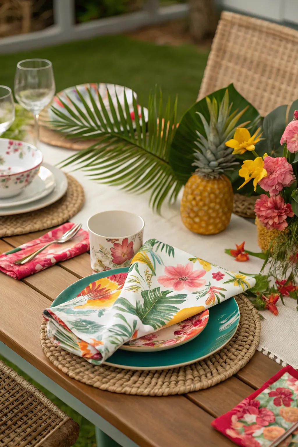 Set vibrant tables that bring the luau spirit to your Christmas meal.