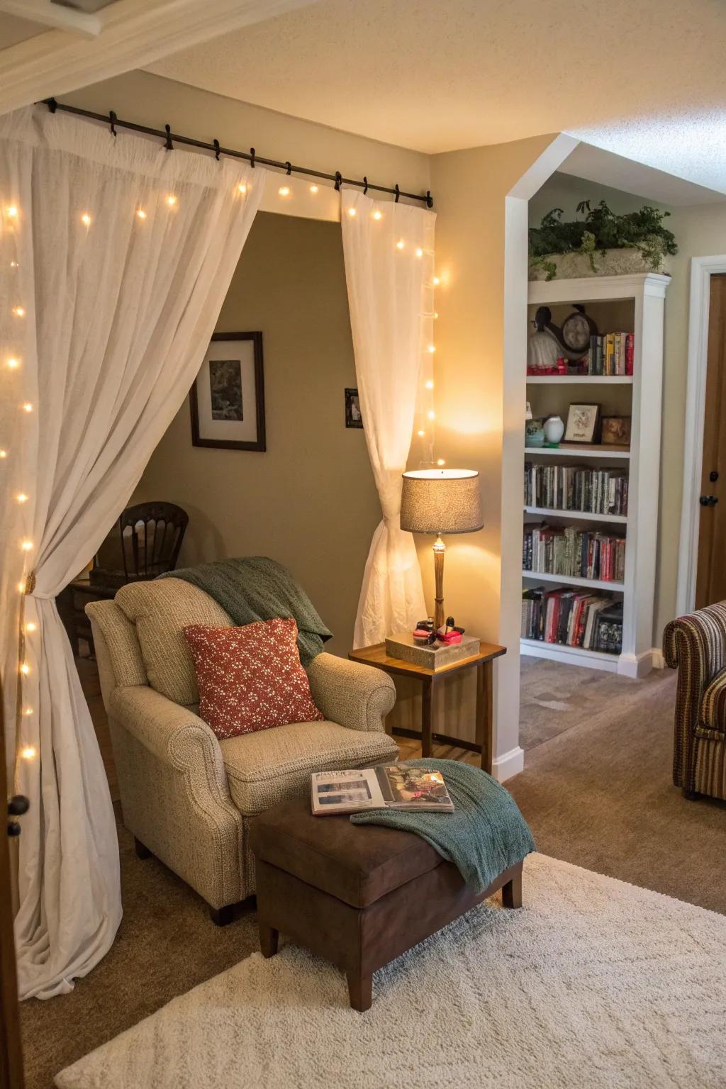 A hidden alcove offers a peaceful retreat within your home.