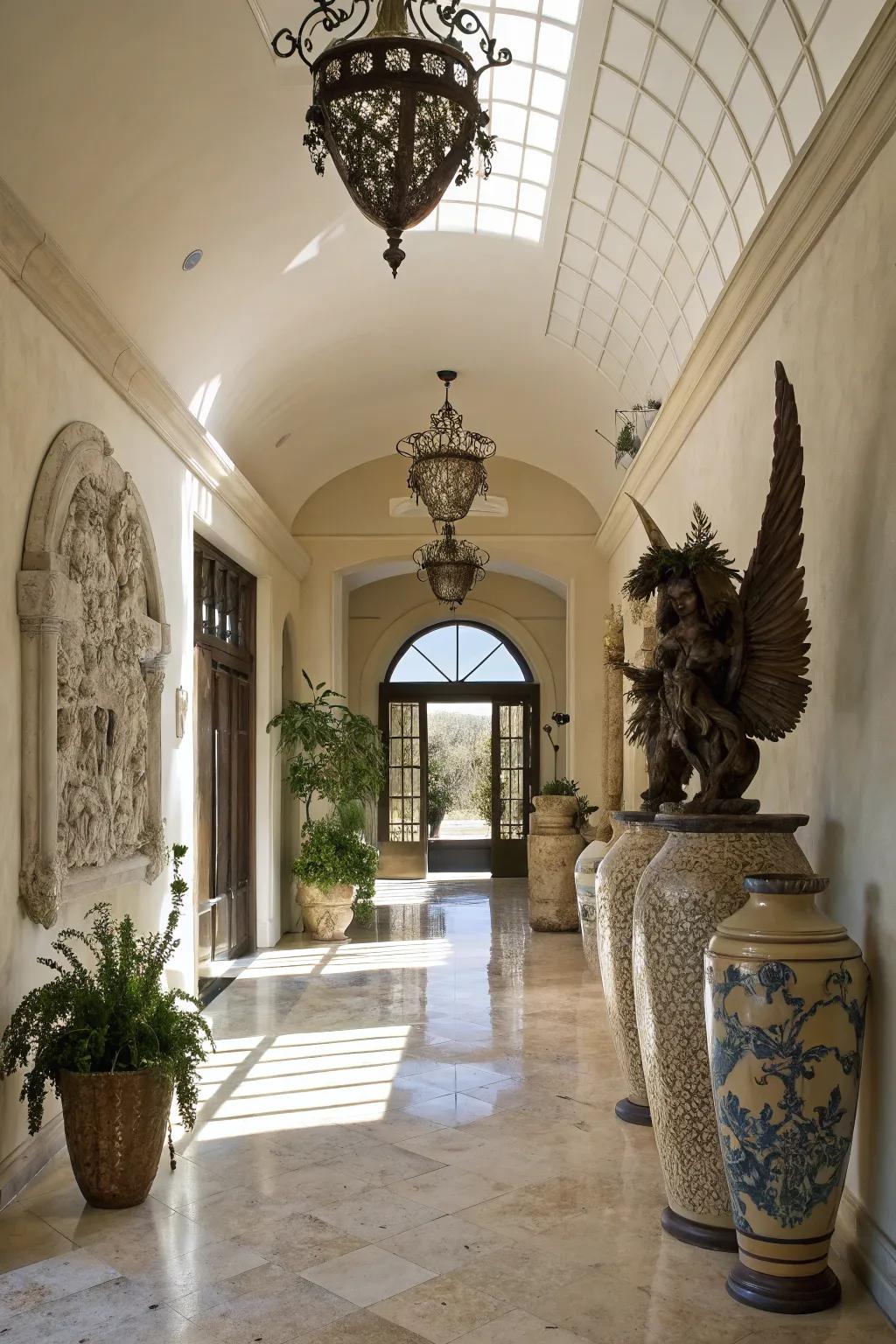 Distinct embellishments infuse individuality and style into the entryway.
