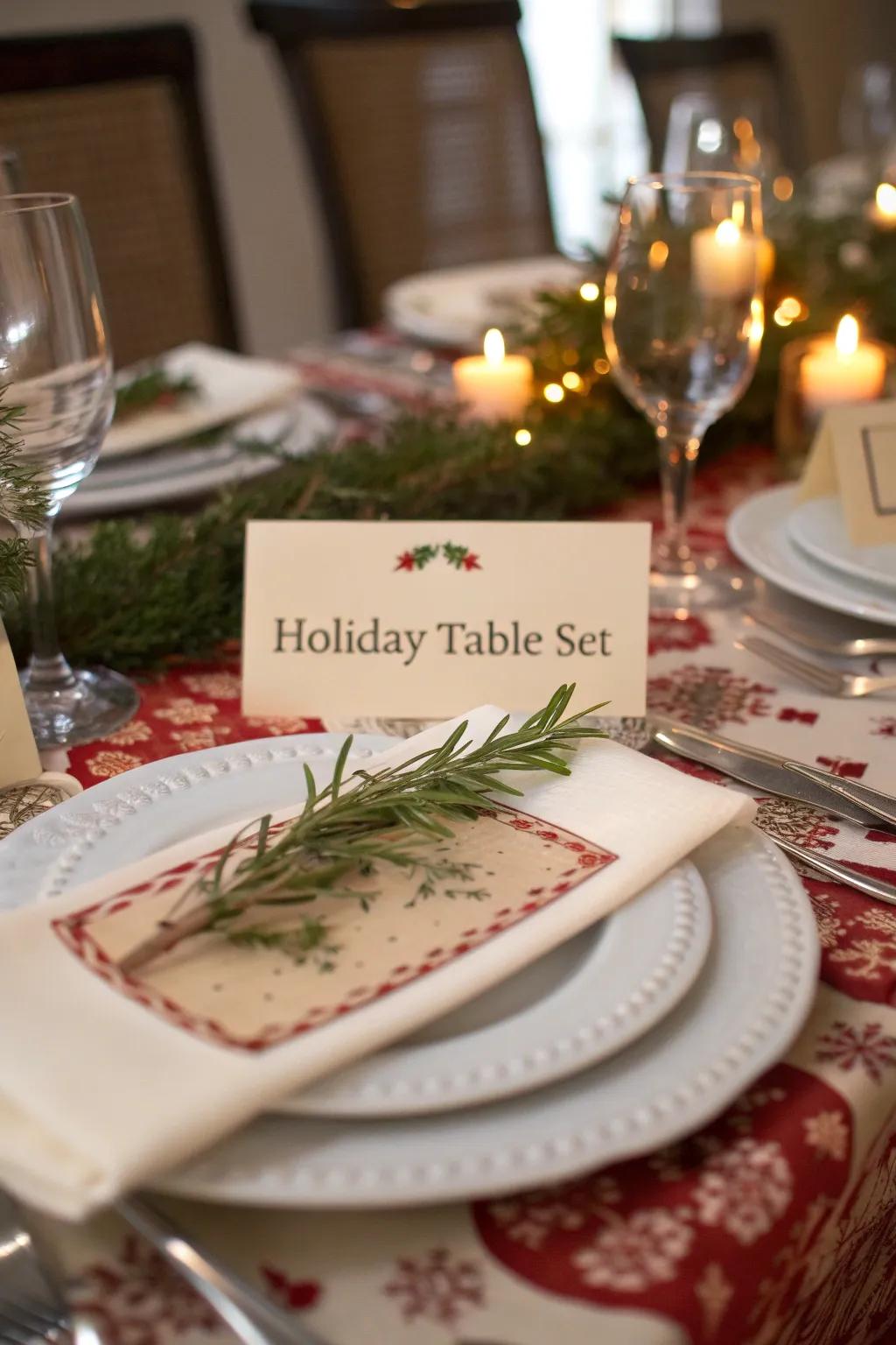 Individualized spot settings add a unique touch for those attending.
