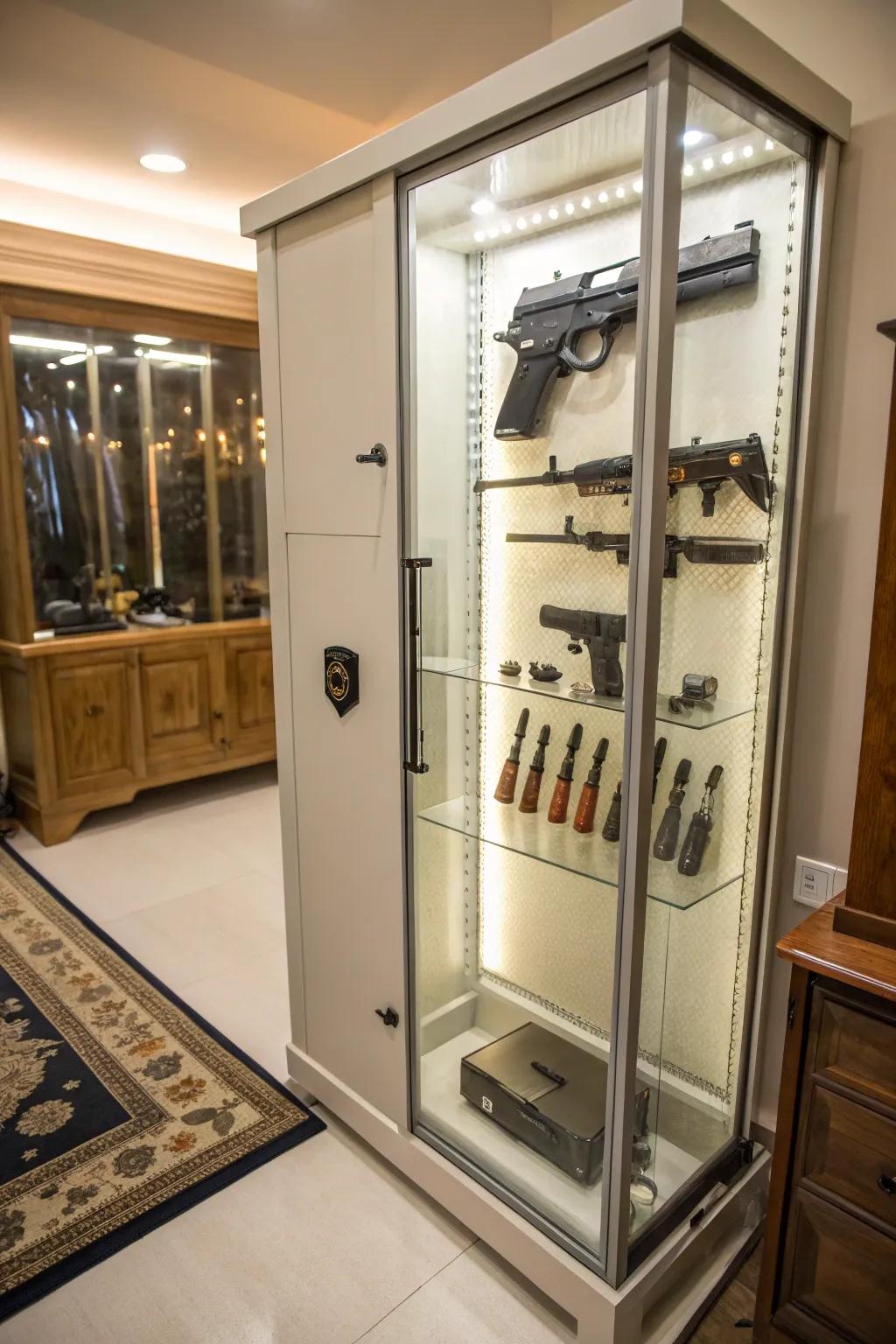 Glass display cases strike a balance between security and aesthetic display.