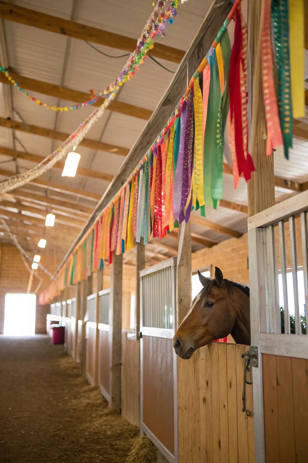 Ribbons impart a festive and spirited element to the stall.