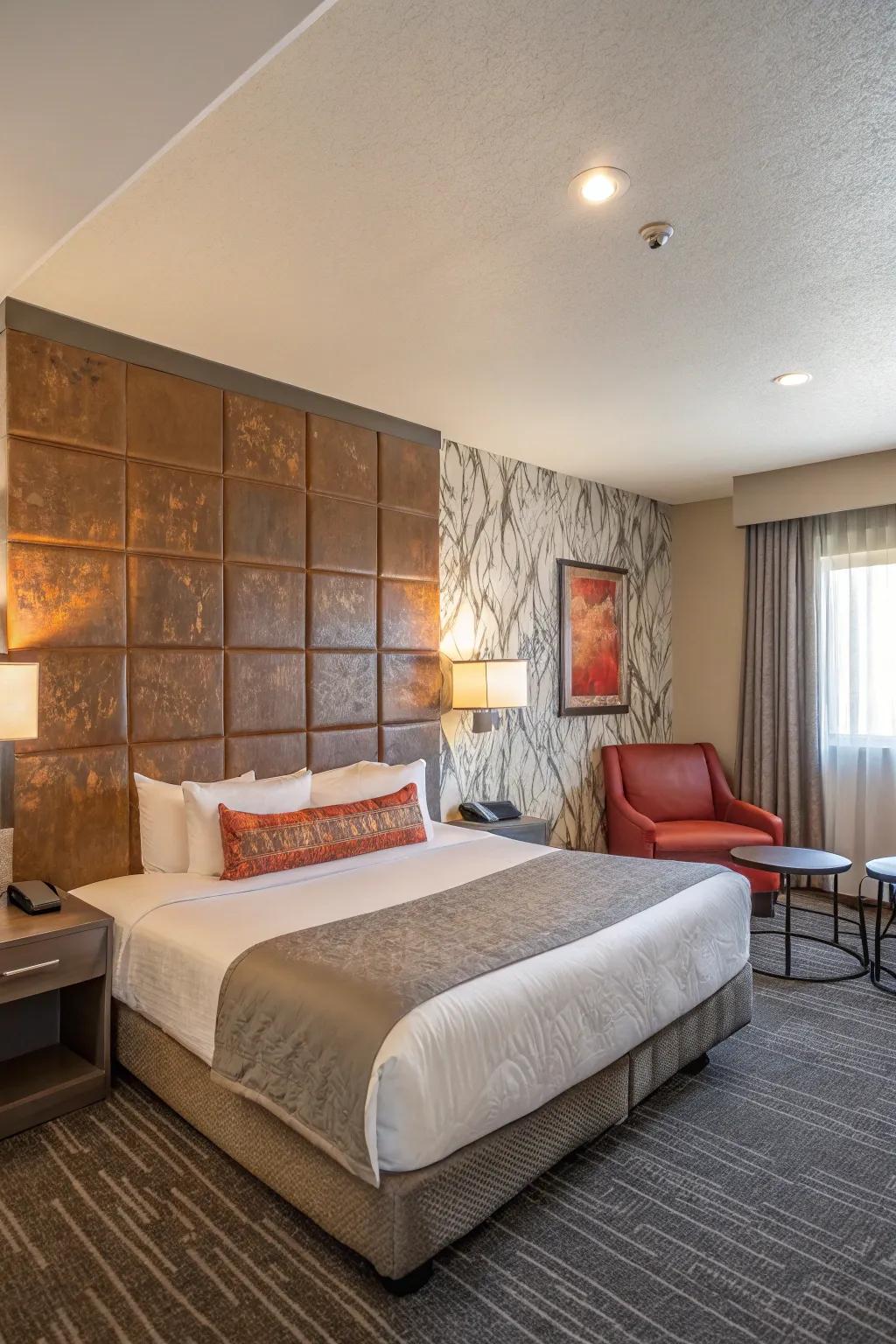 Feature walls provide a stunning focal point in any hotel room.