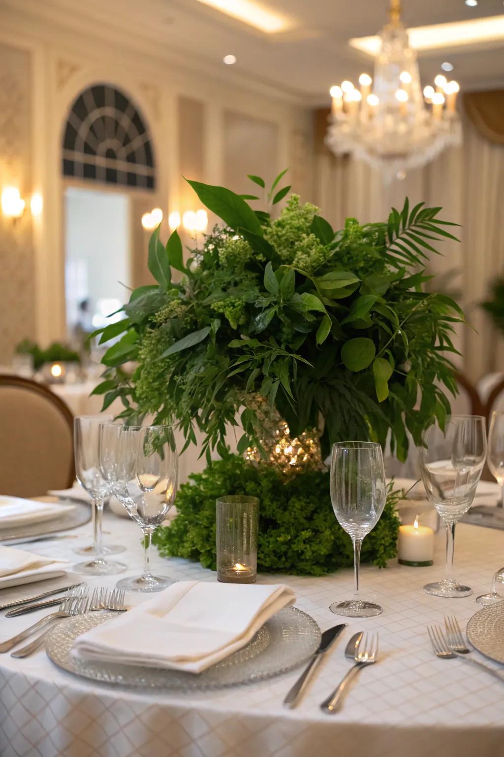 A botanical centerpiece makes your dining table come alive.