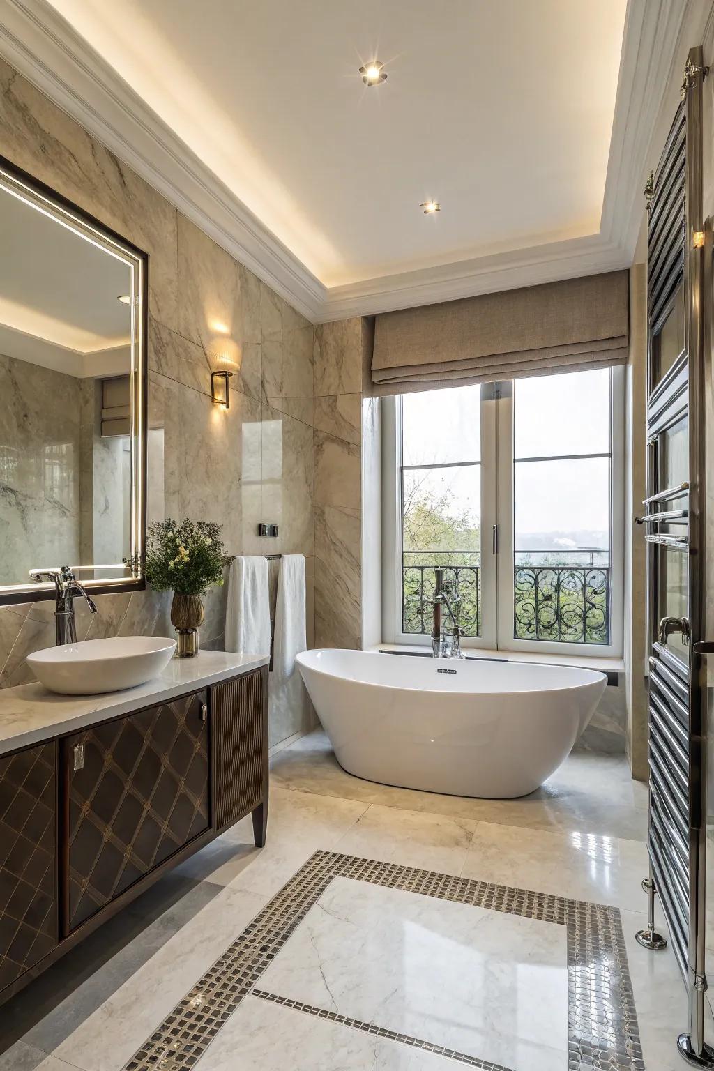 A tranquil and upscale bathroom escape.