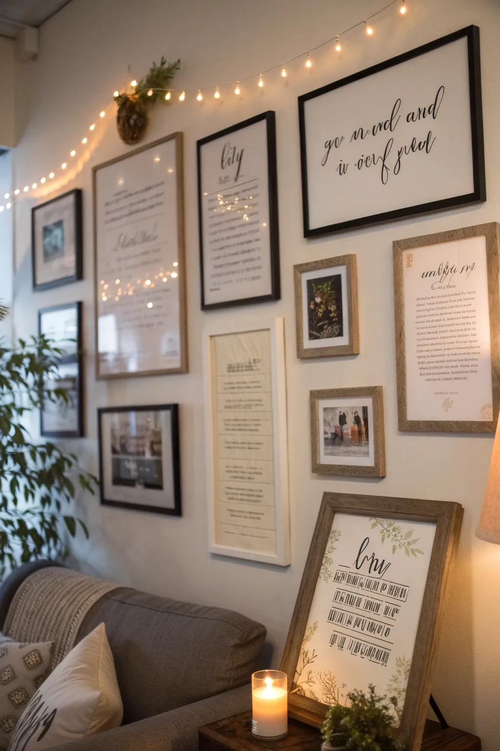 Uplifting statements enrich the personalized essence of poster displays.