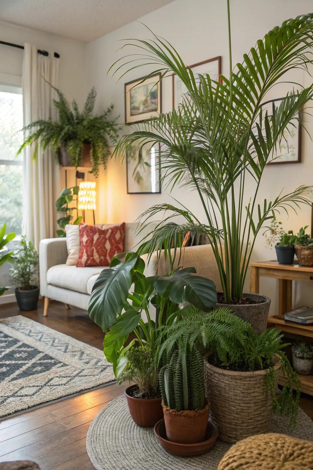 Indoor greenery infusing the living room with freshness and energy.