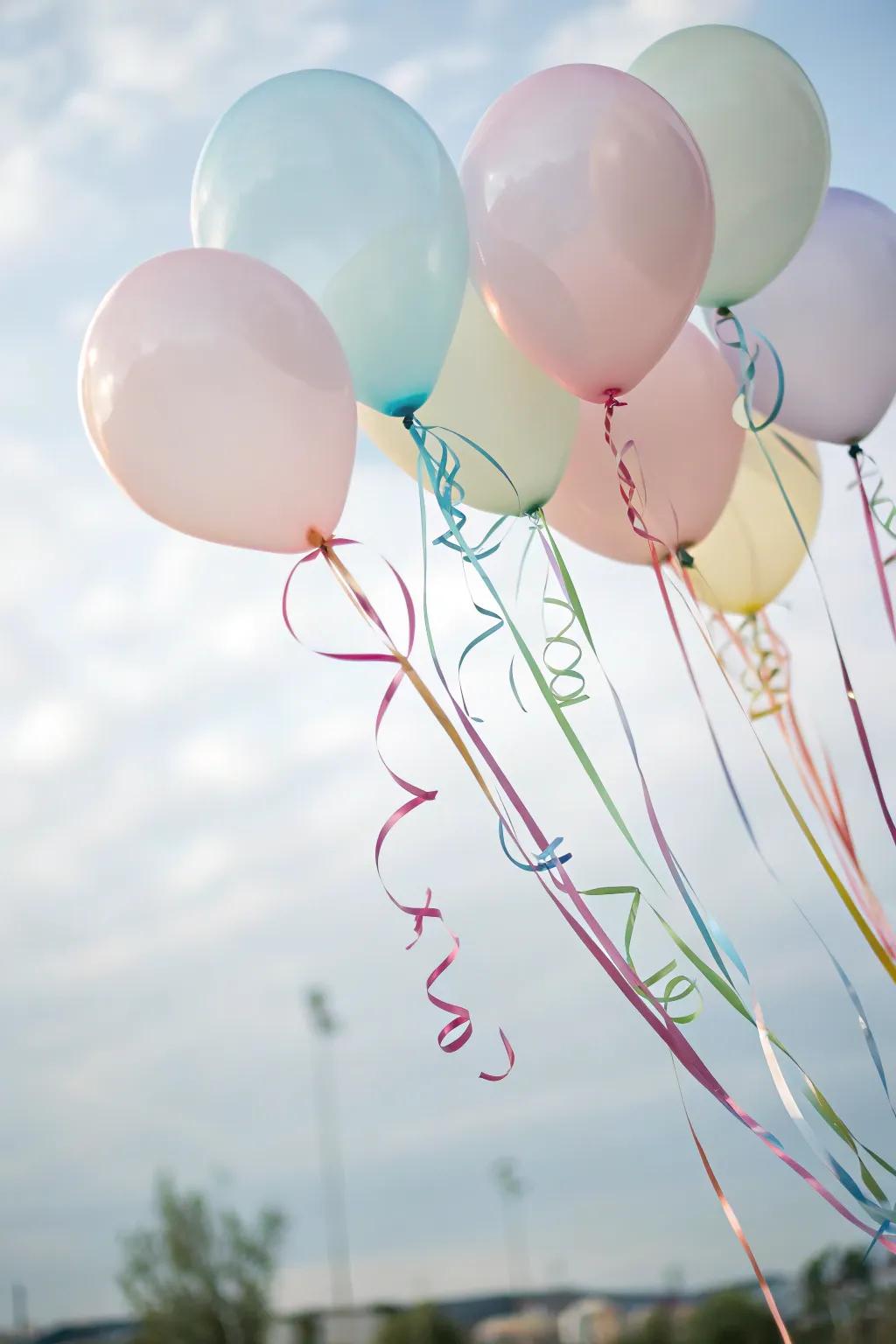 Introduce flair to balloons using vibrant ribbon accents.