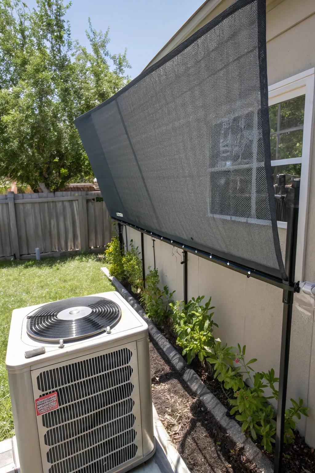 A mesh solar screen offers sun protection while maintaining airflow.