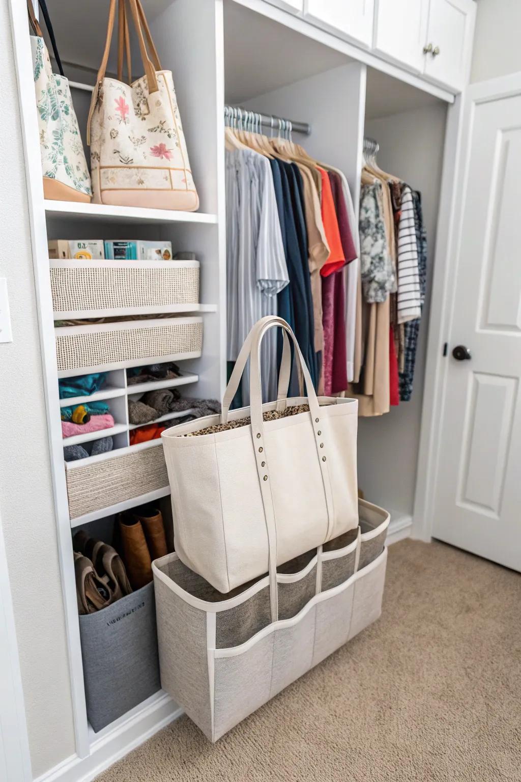 Your collection is kept accessible and tidy with carryall organizers.