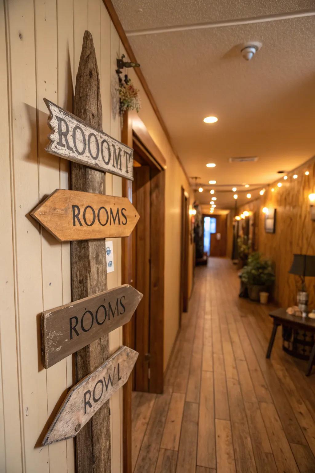 Delight your guests with country-style direction boards.