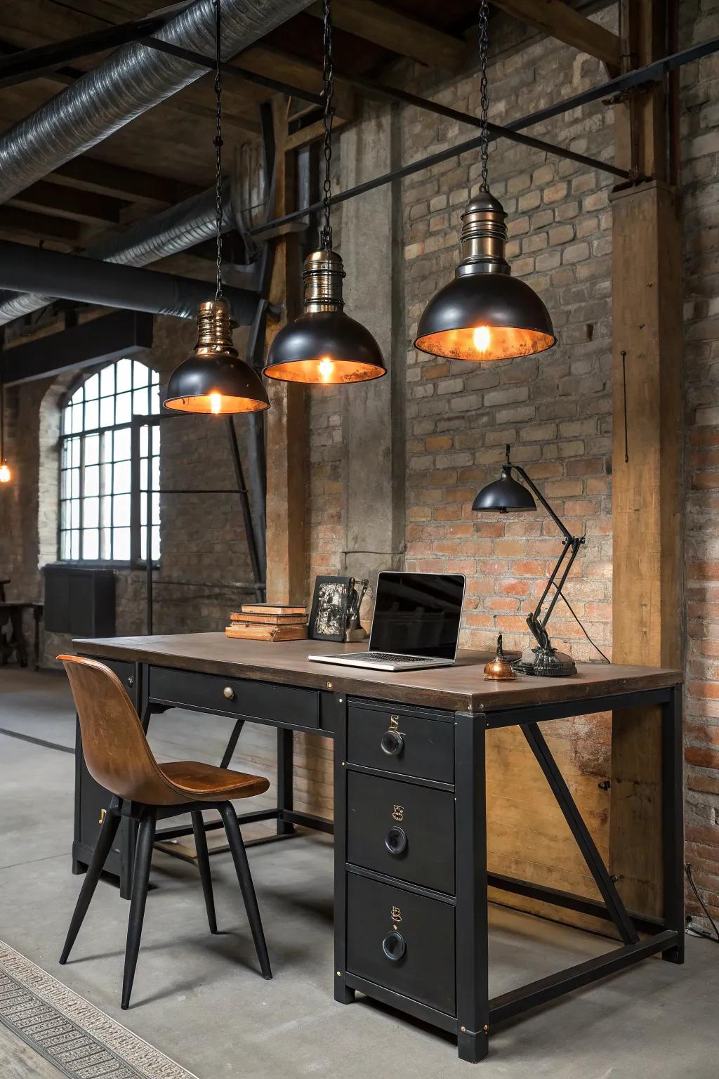Industrial illumination sets the mood in your workspace.