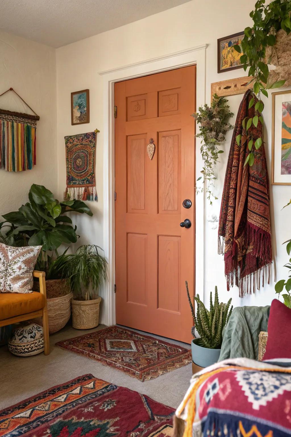 Terracotta doors radiating warmth and comfort.