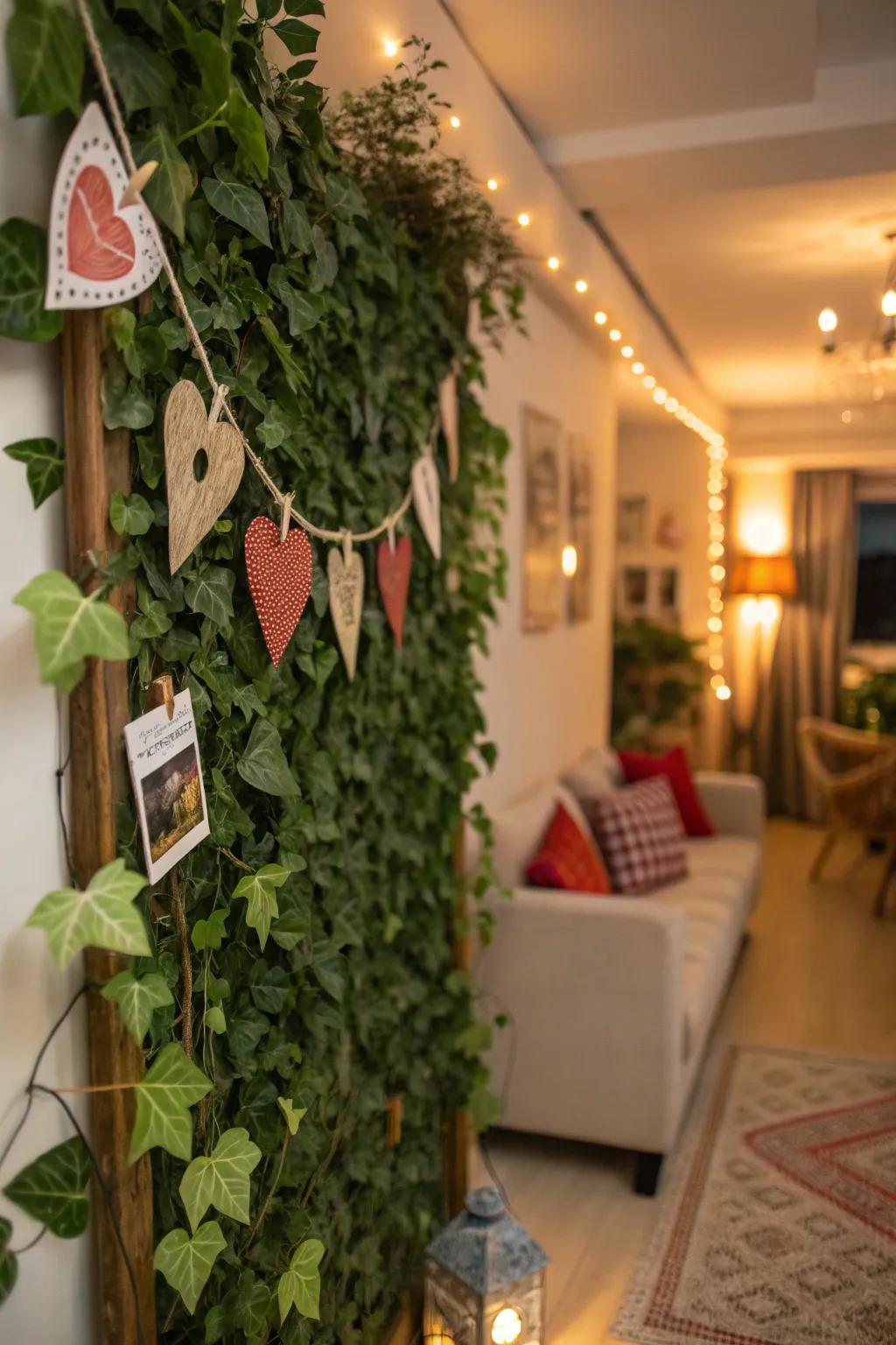 A handcrafted greenery feature highlighting individual creativity and distinctive flair.
