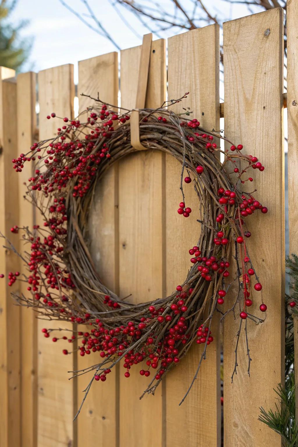 The use of organic branches and berries results in a timeless and striking seasonal garland.