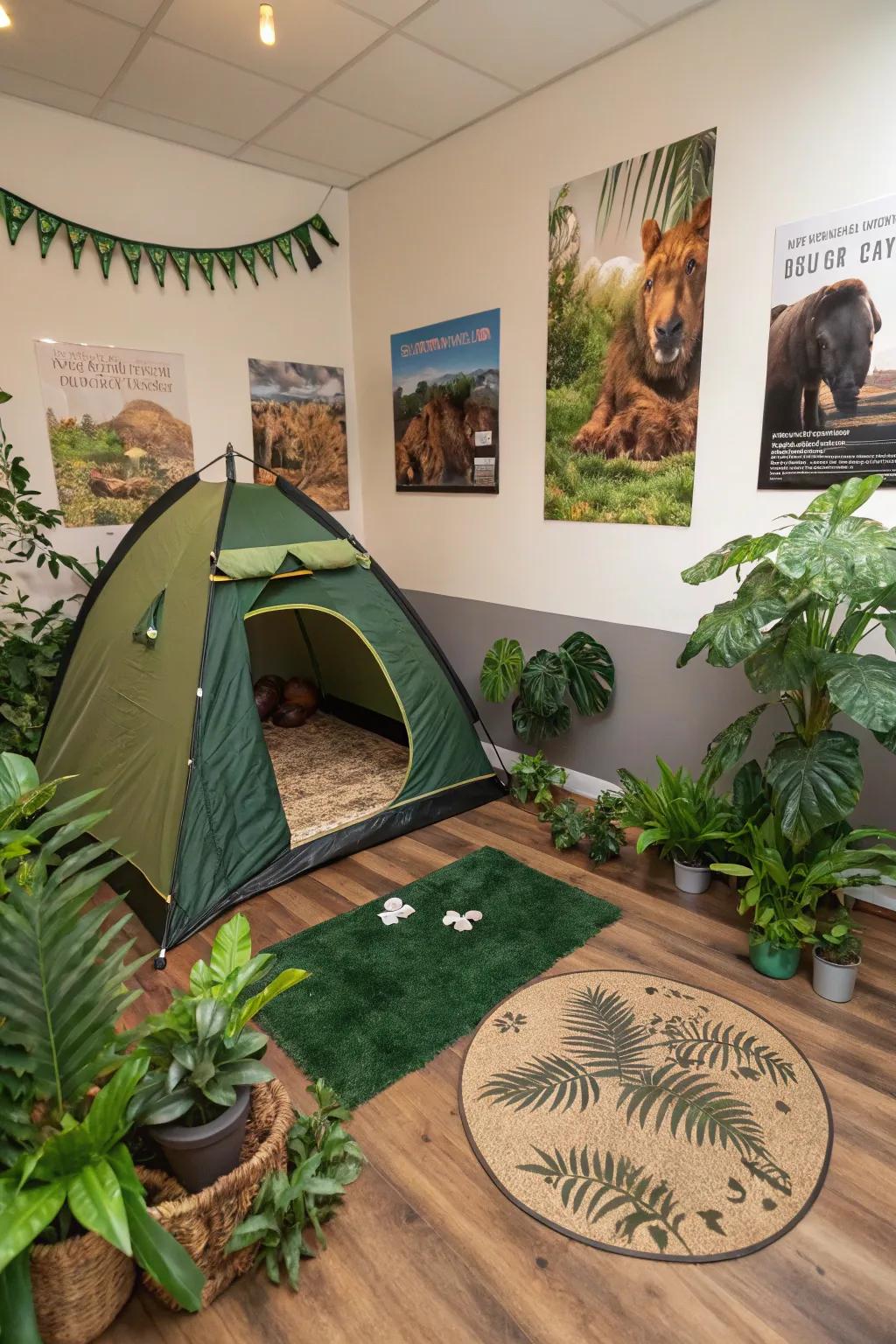 Inventive furniture layouts can make the room feel like a jungle exploration.