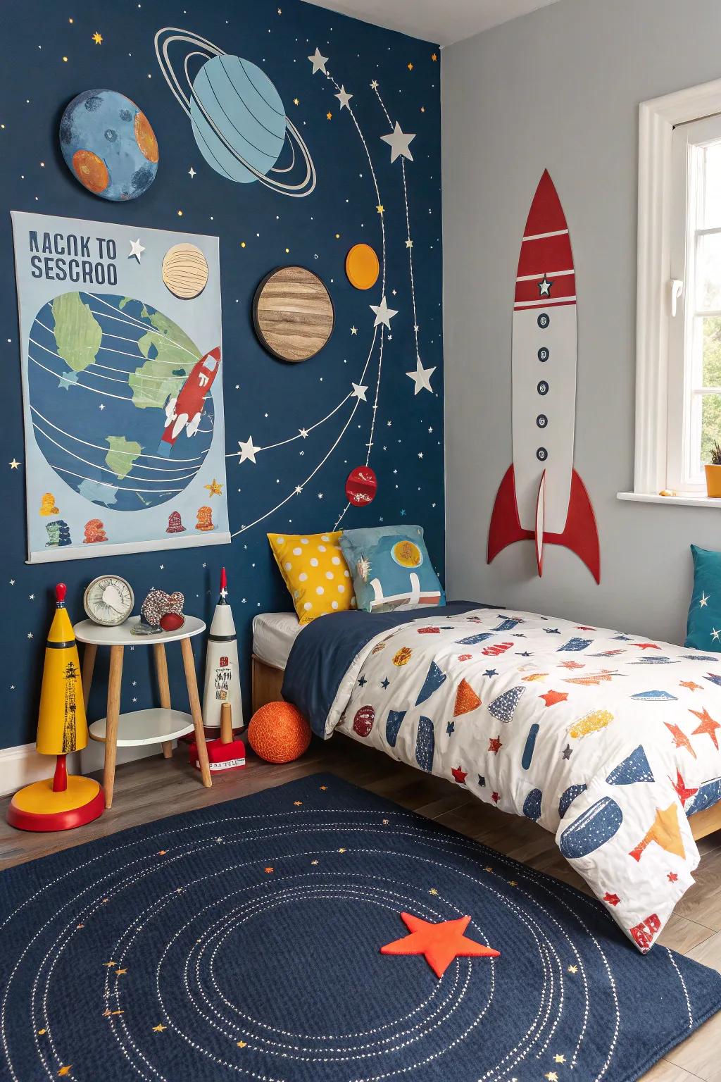 Thematic decorations turn a basic space into a world filled with adventures.