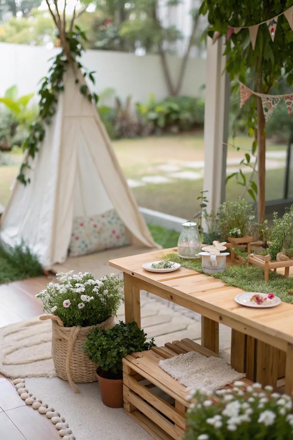 An earth-inspired table integrating indoor recreation with outdoor allure.