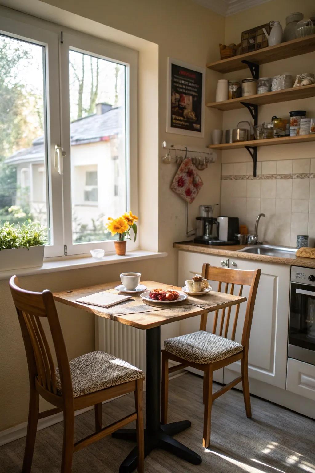 A small breakfast area makes kitchen corners inviting and functional.