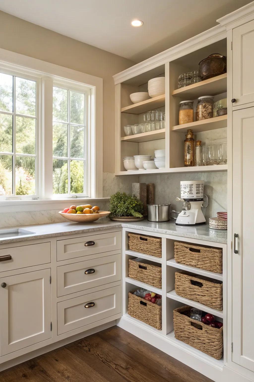 A culinary space equipped with efficient storage solutions.