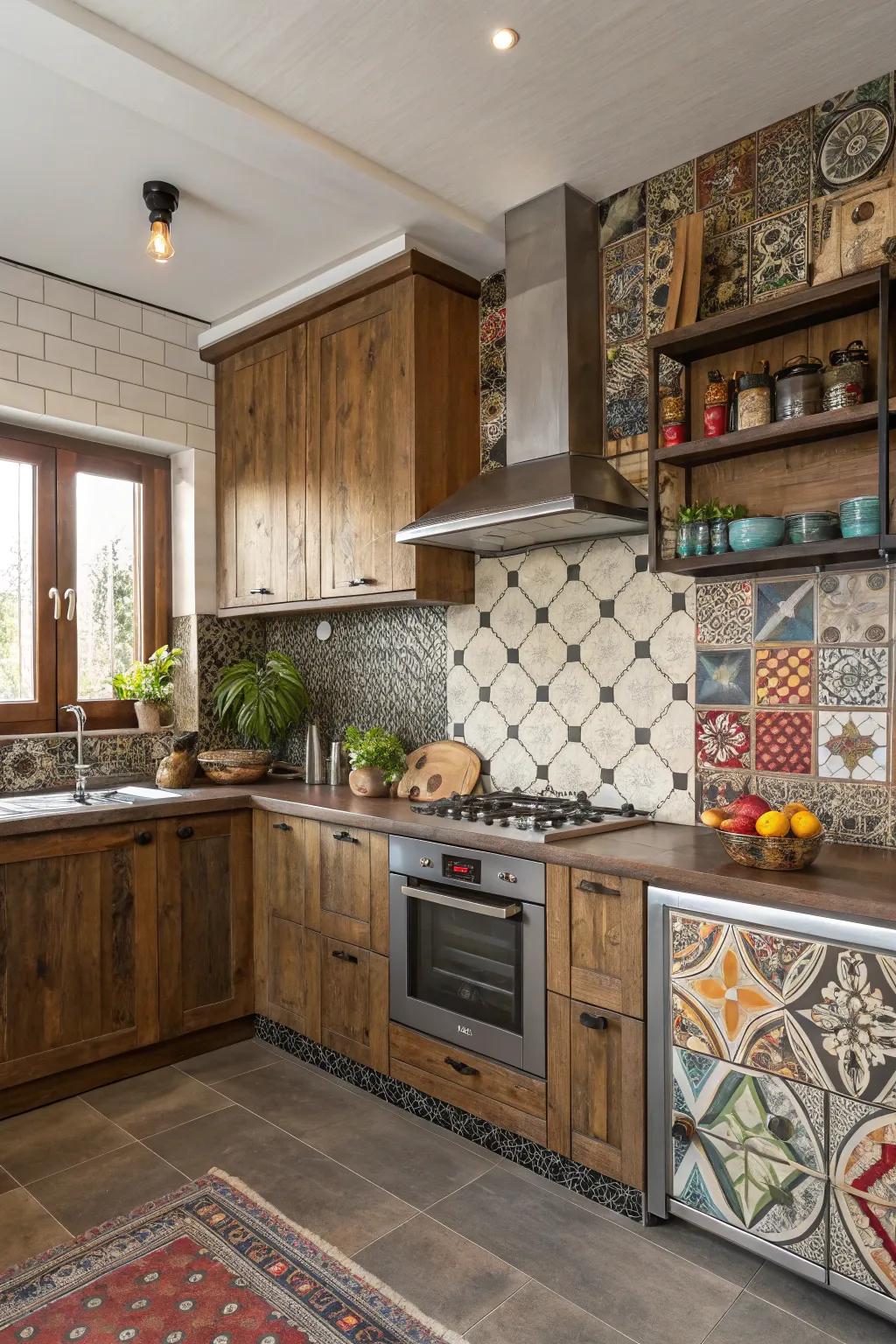 Blending different materials results in a unique, eclectic design.