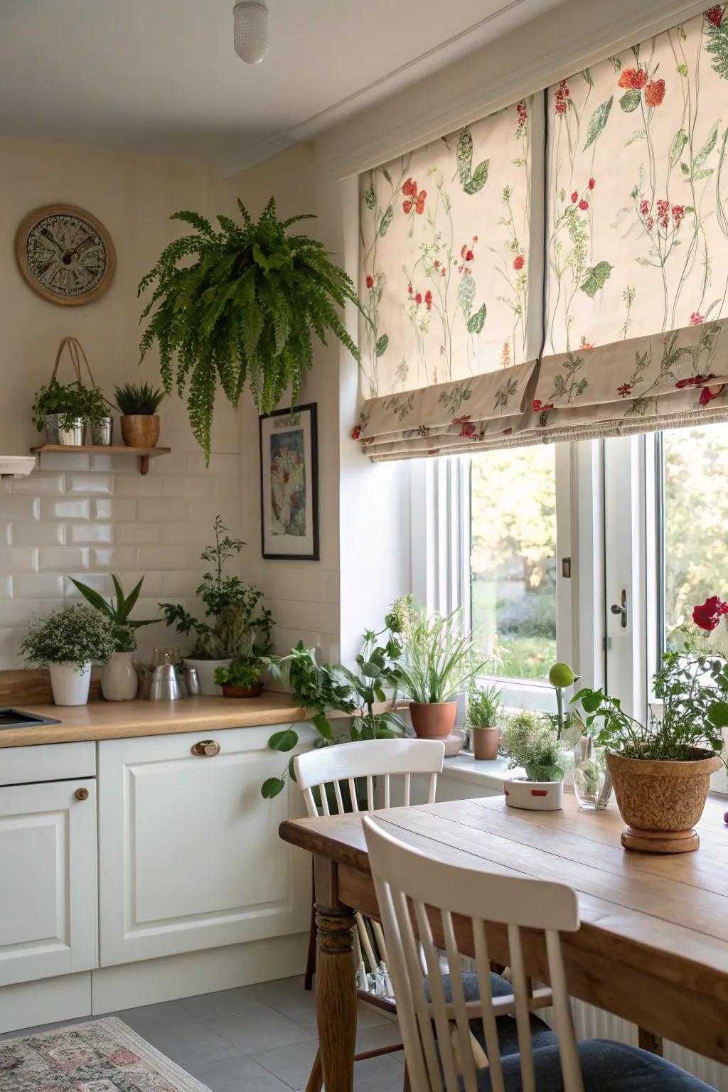 Blossoming patterns connect the indoors with nature.