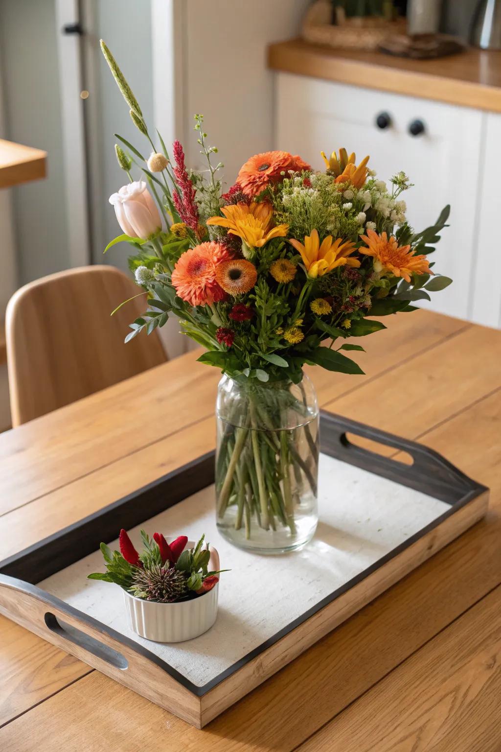 Seasonal flowers breathe new life into kitchen décor.