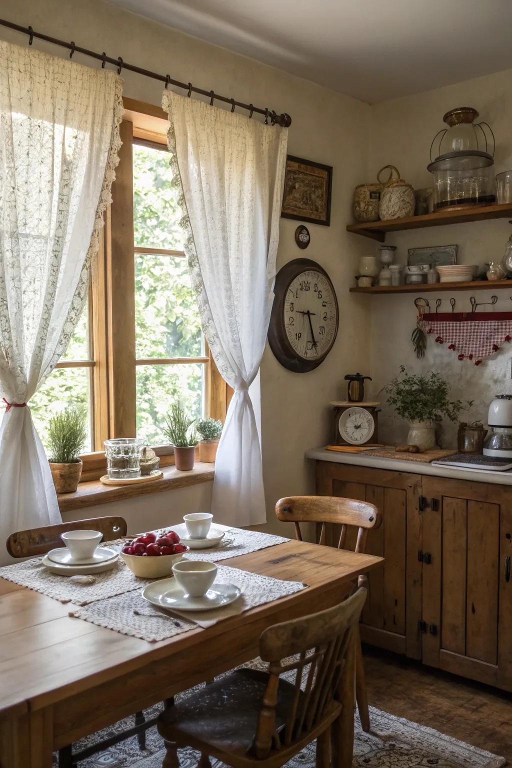 Half window coverings add a hint of vintage charm to any kitchen.