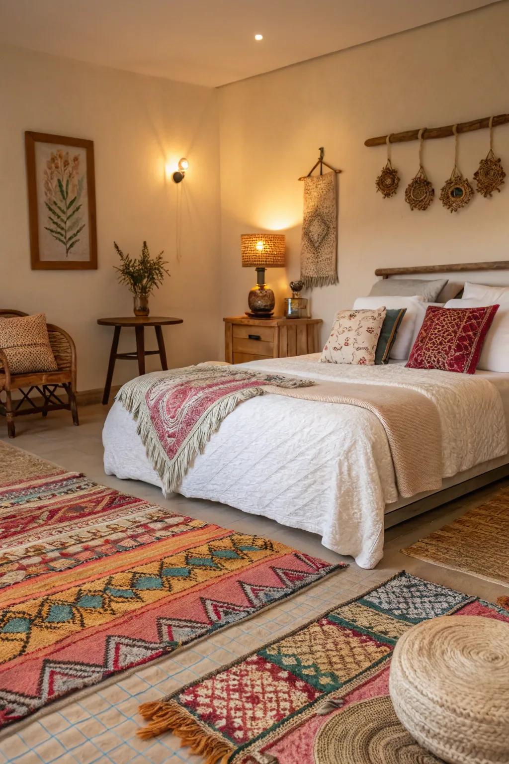 Comfortable accents make the bedroom feel warm and inviting.