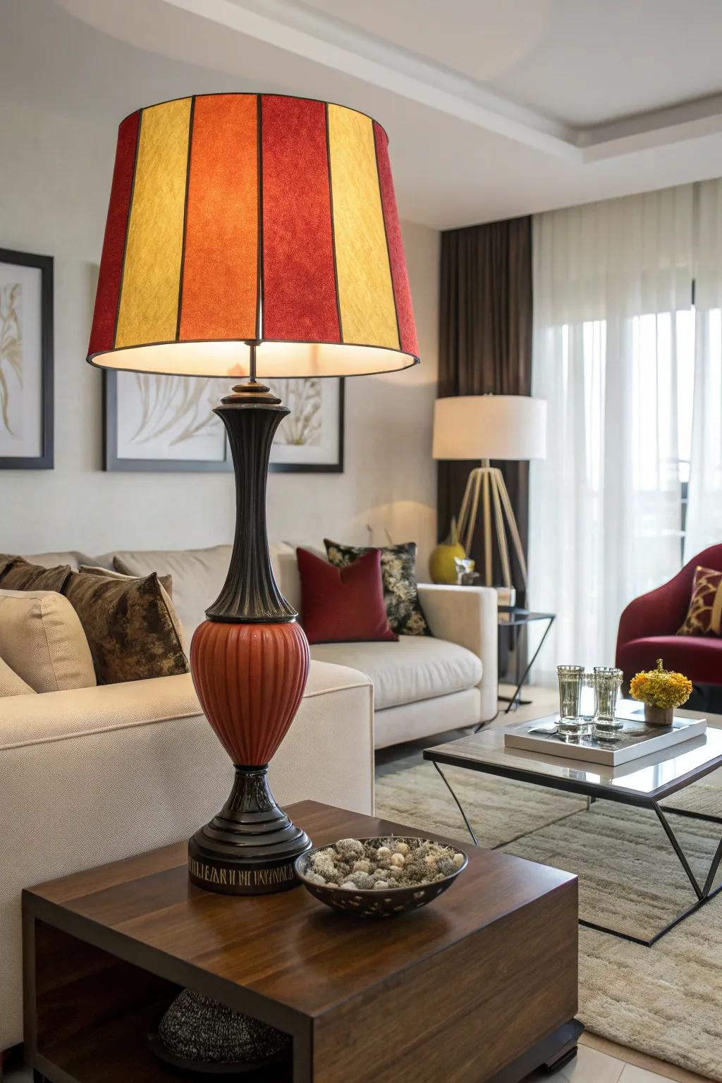 Make a declaration using striking hue juxtapositions on your lampshade.
