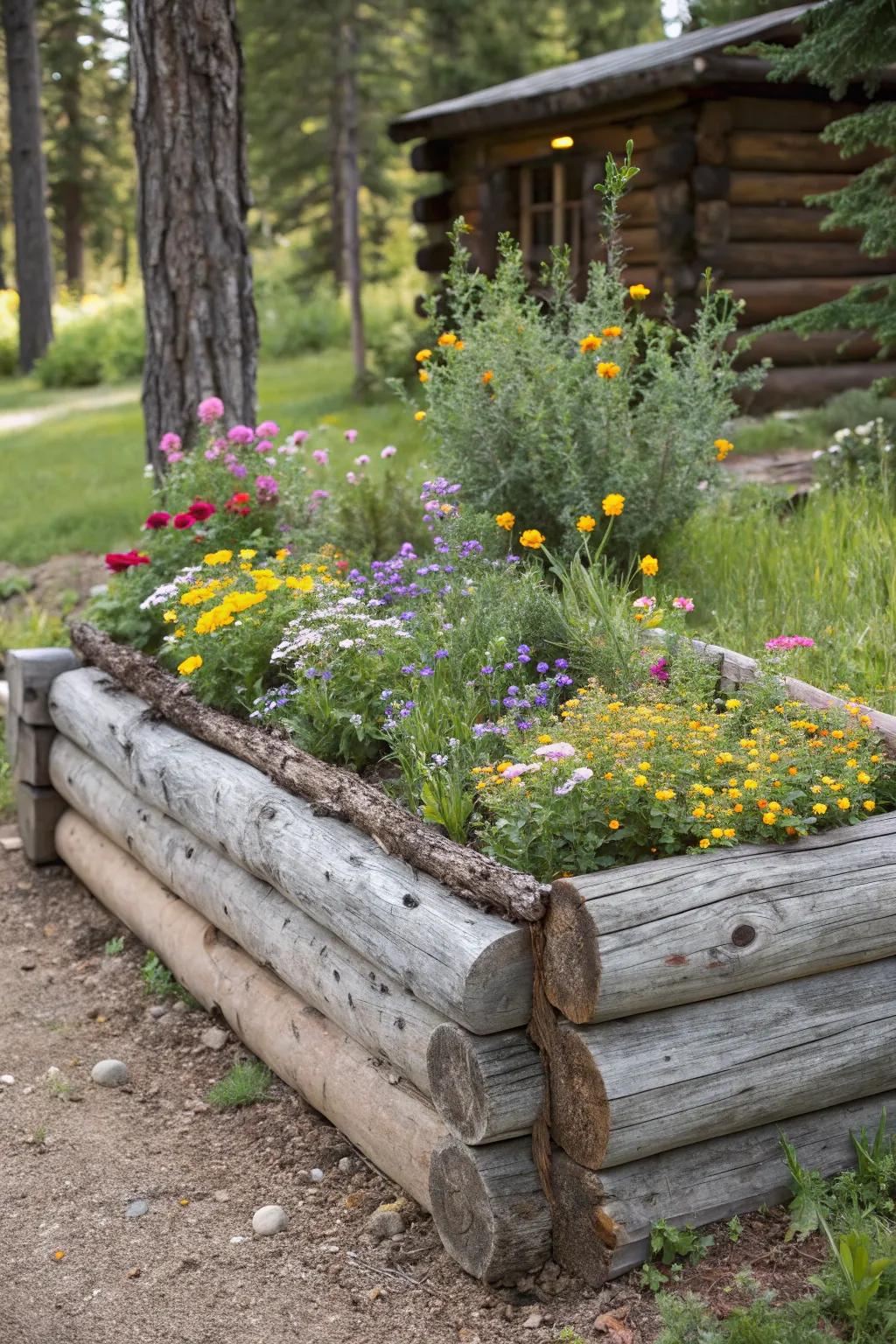 Trunks bring an unspoiled, woodland ambiance to your garden's elevated beds.