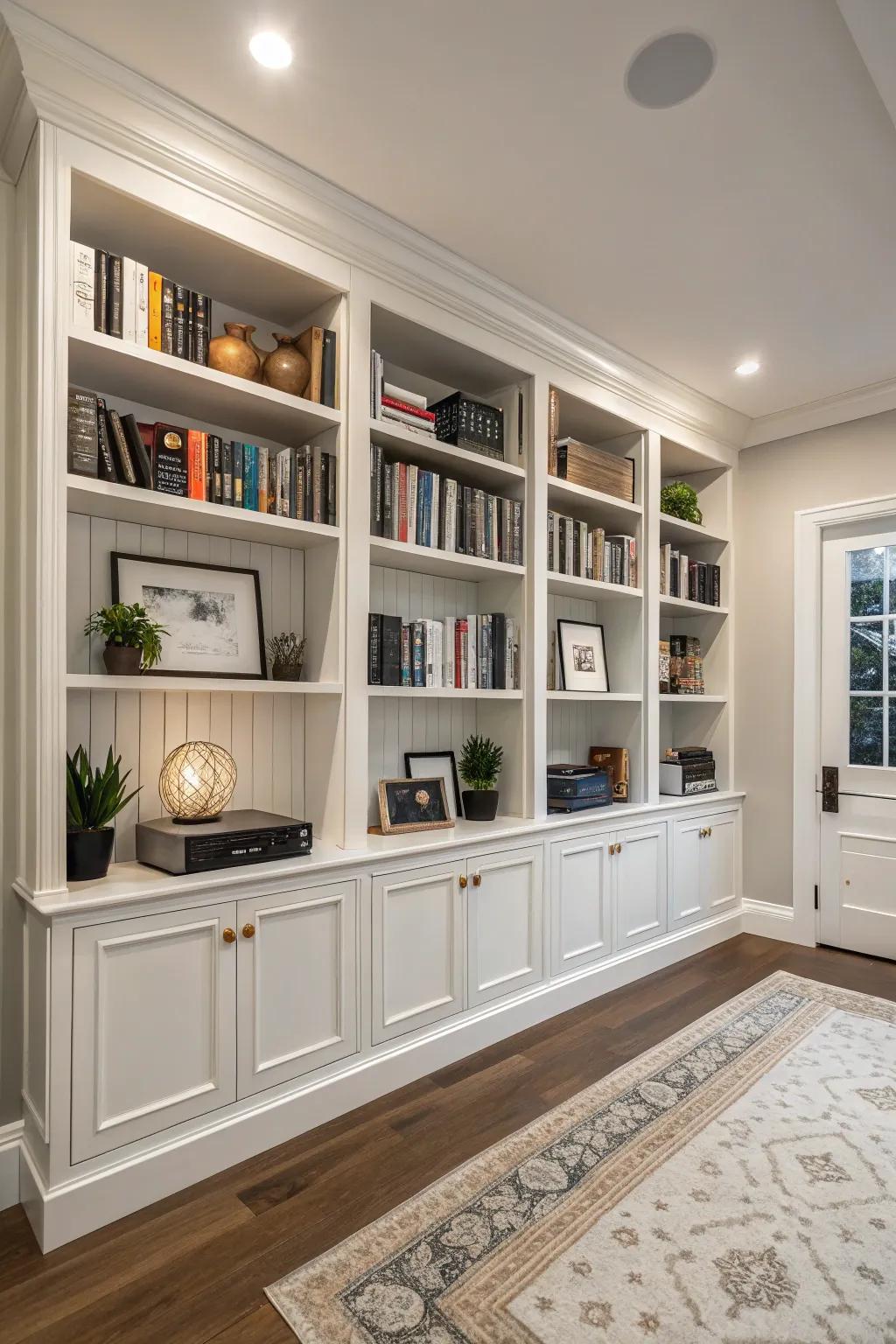 Symmetrical design brings a sense of harmony and order to any bookshelf.