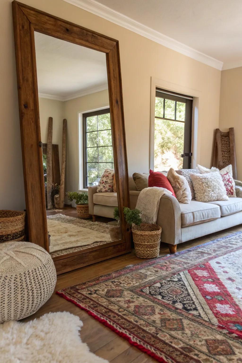 The stratification of textures proximate to a reflector cultivates an intimate and exquisitely fashioned ambiance.