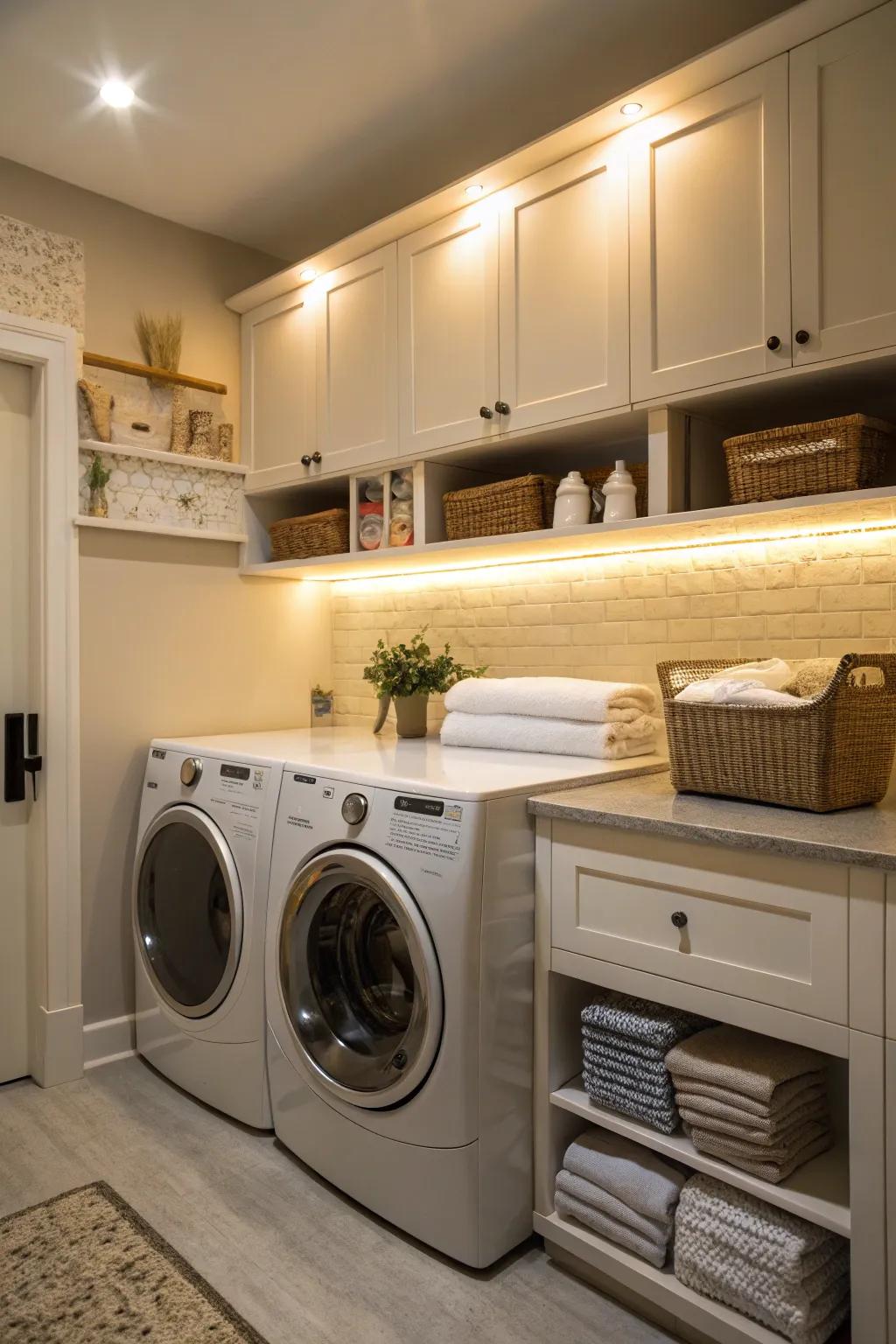 Functionality and ambiance are both improved by under-cabinet lighting.