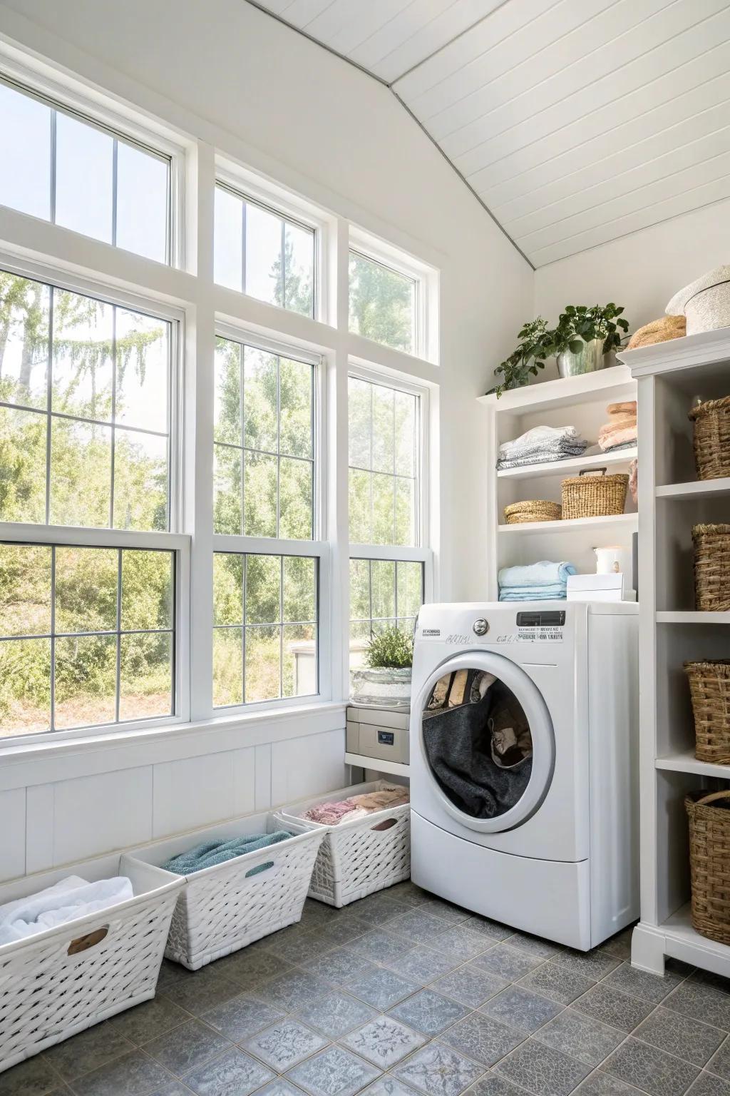 Sunlight enriches the atmosphere of your washing room.