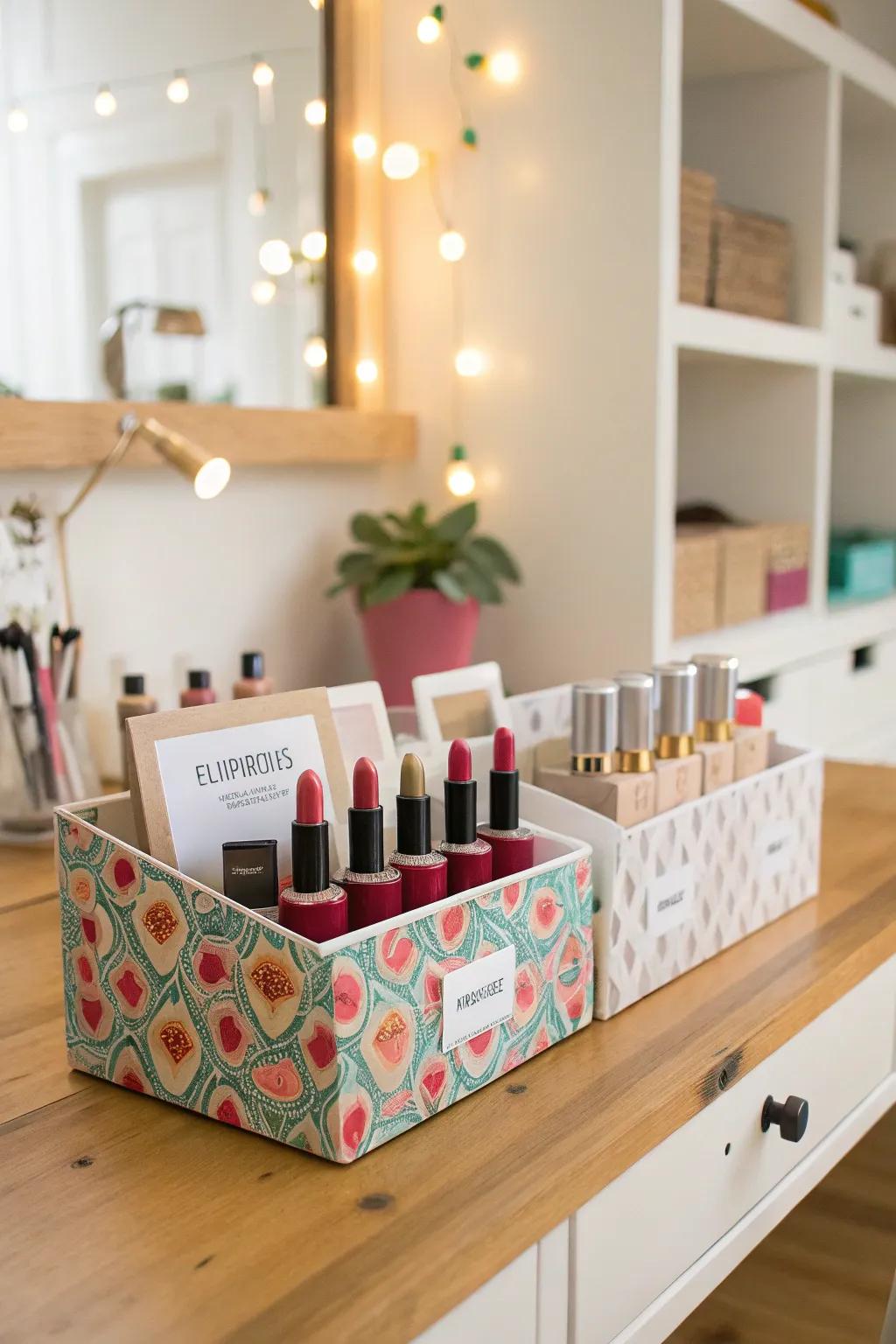Create your own unique lipstick organizer.