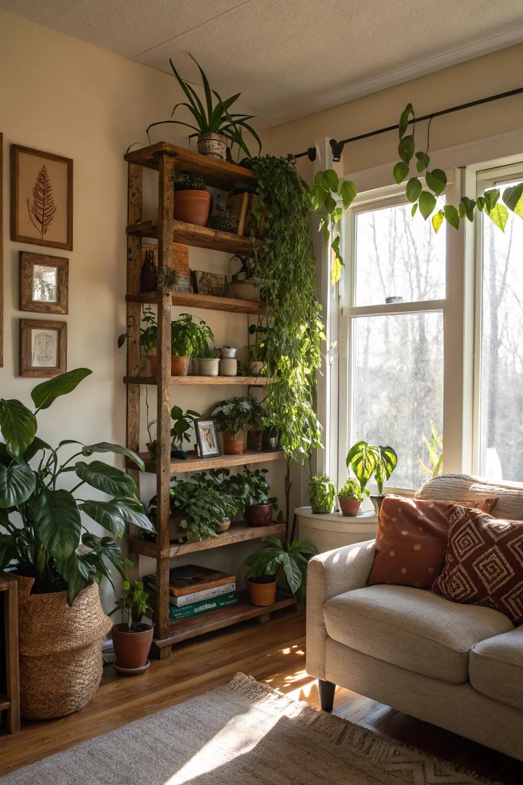 Foliage animates farmhouse aesthetics.