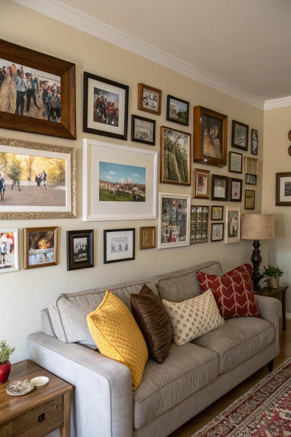 Personalize your photograph arrangement with cherished familial photographs.