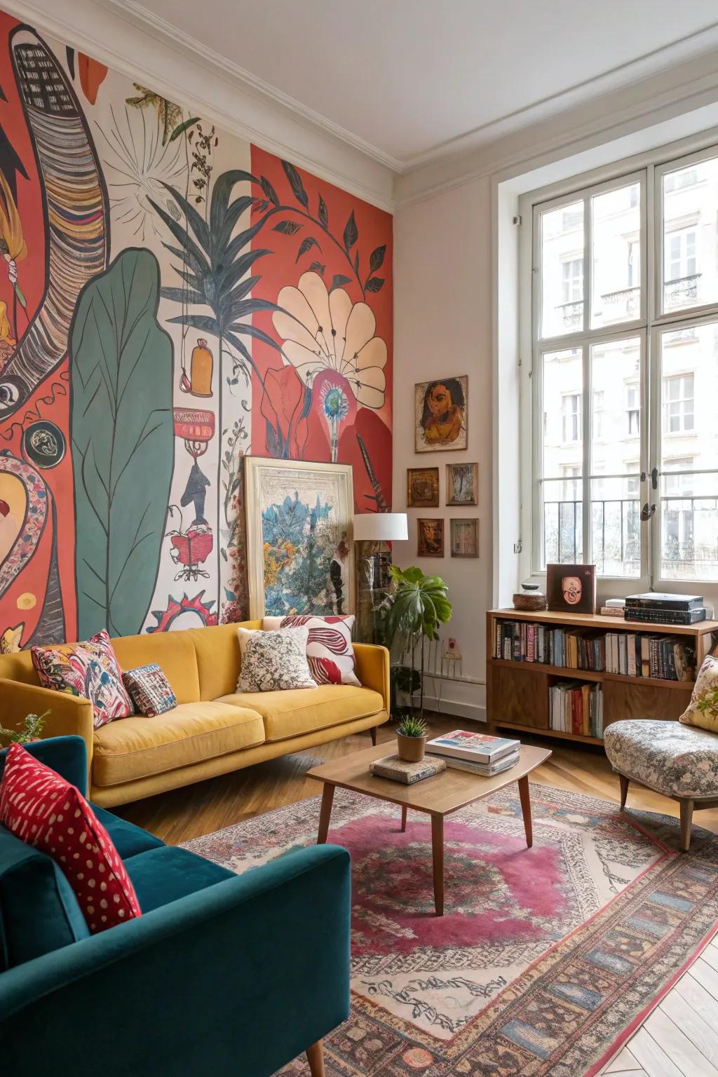 Murals transform your living space into an amazing art gallery.