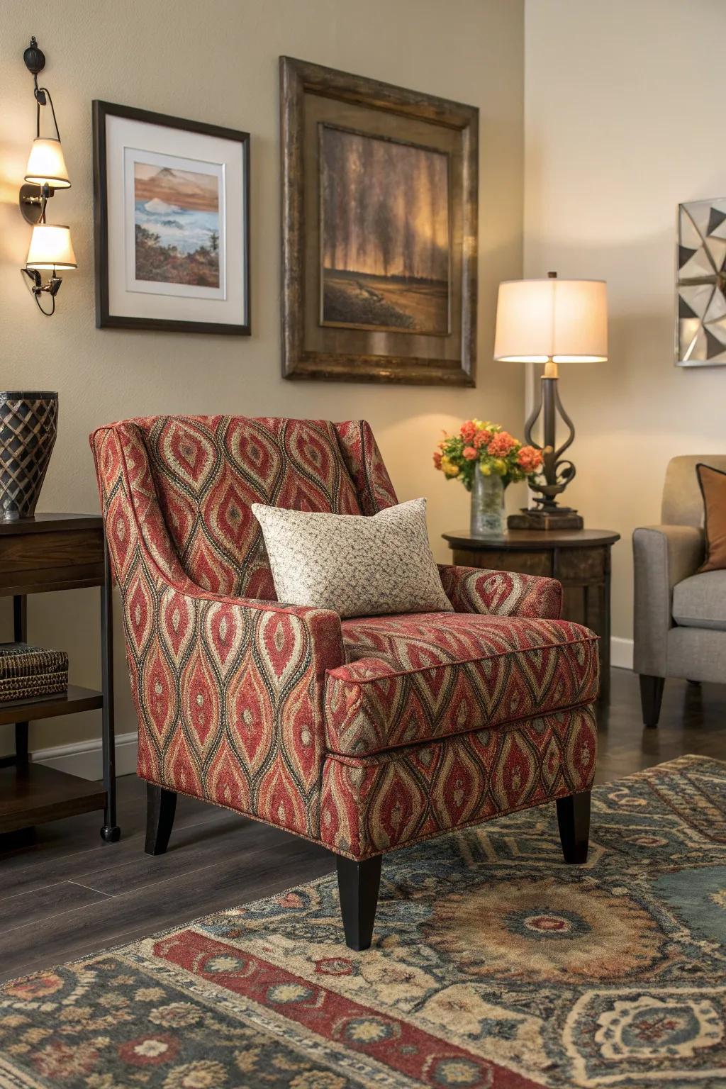 Patterned chairs can breathe life into any ambiance.