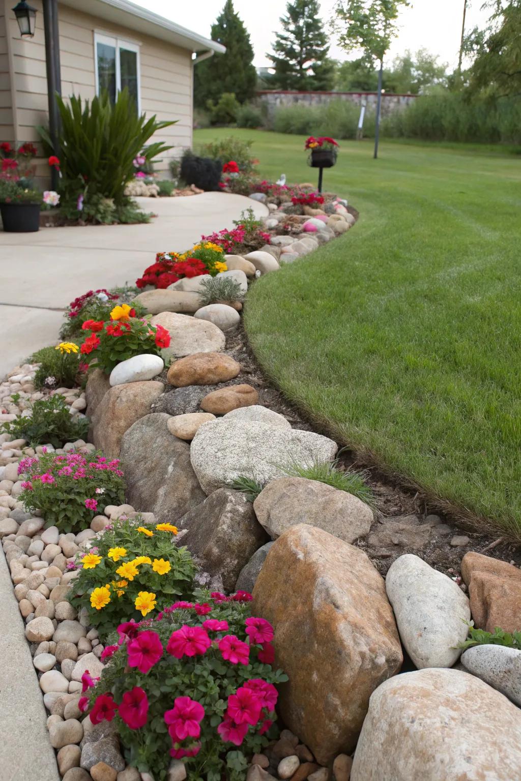 Stones acting as natural dividers for distinct areas.