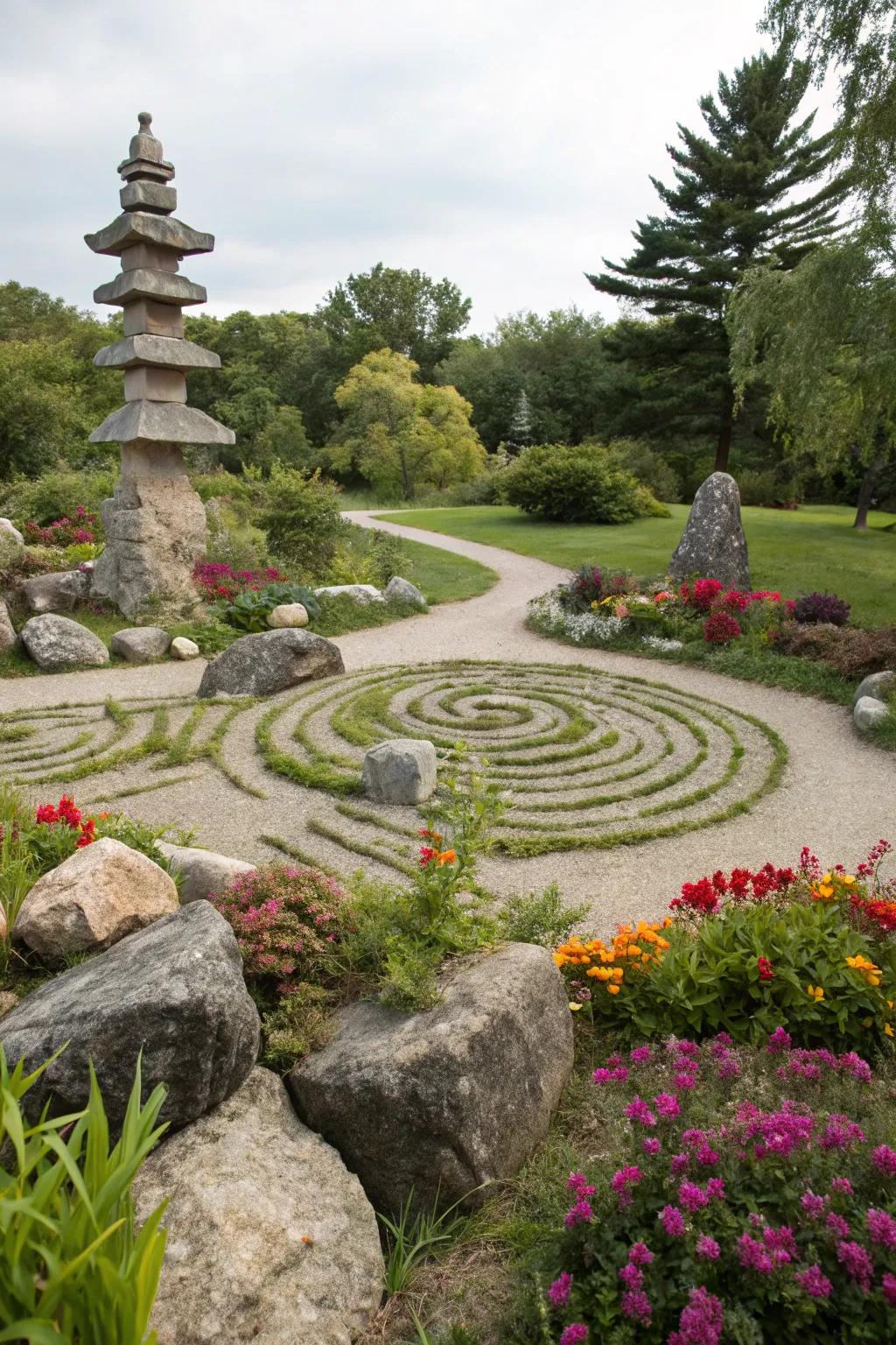 Artistic stone patterns introduce a singular flair.