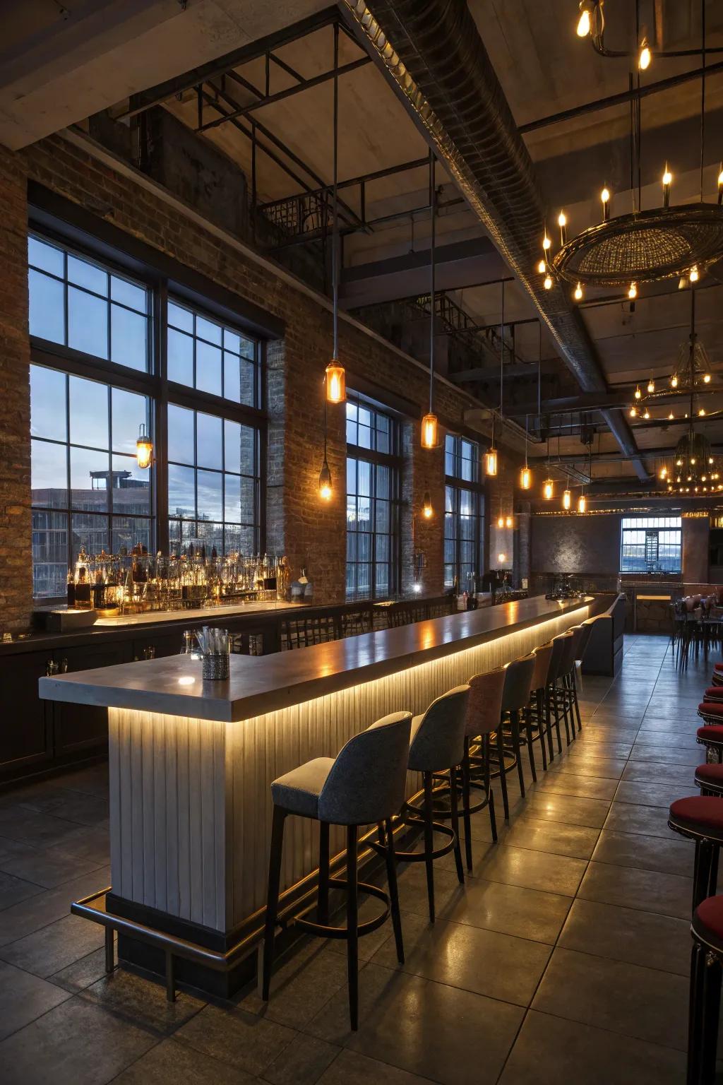 Host fashionable gatherings in an elegant bar and lounge area, suited for any occasion.