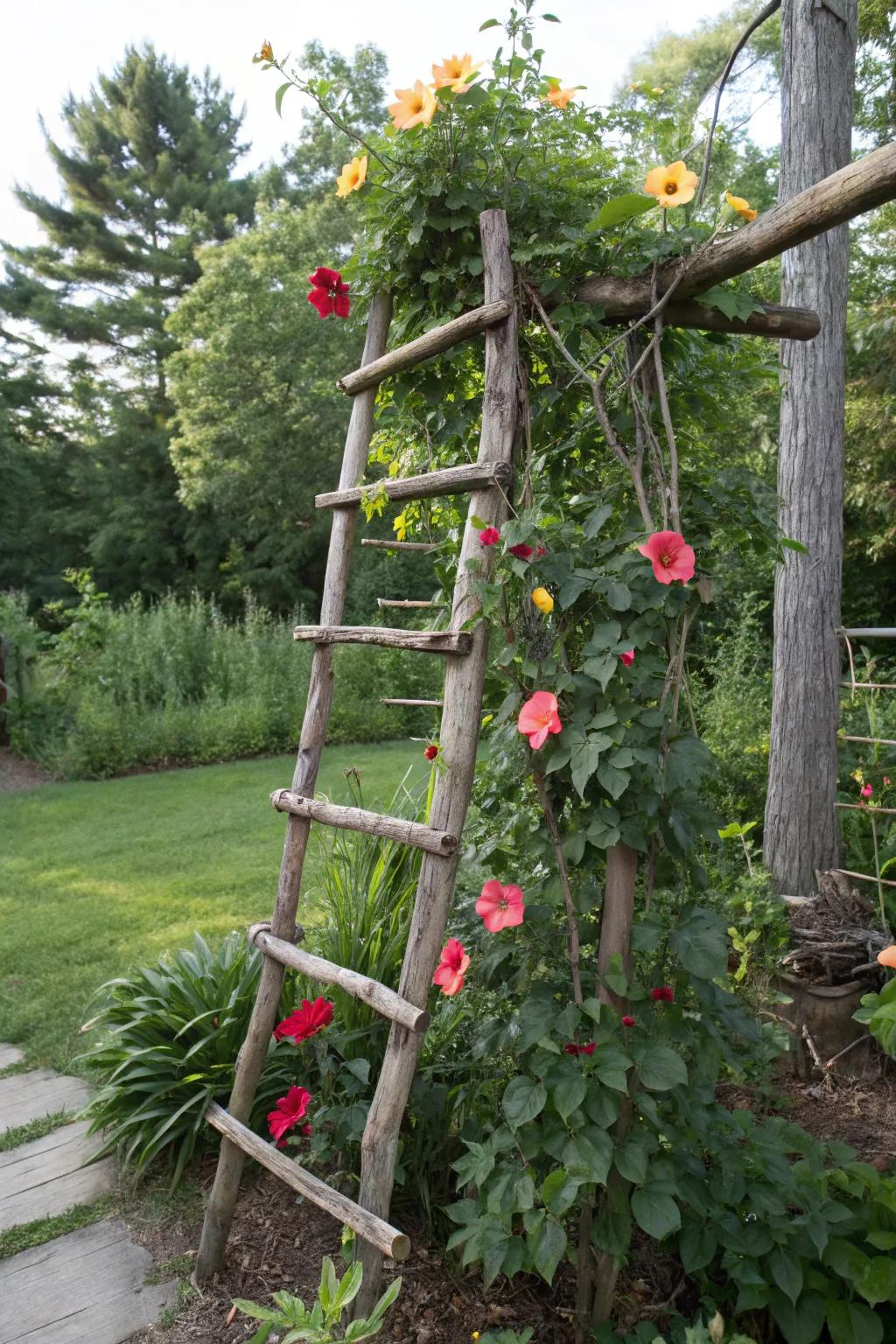 A rustic branch trellis delivers a natural and sustainable way to exhibit <strong><em>Dipladenia splendens</em></strong>.” loading=”lazy” class=”pimg”>
	</picture><figcaption>A rustic branch trellis delivers a natural and sustainable way to exhibit <strong><em>Dipladenia splendens</em></strong>.</figcaption></figure>
<p>Building a trellis from branches is a natural and sustainable method to showcase <strong><em>Dipladenia splendens</em></strong>. It’s a delightful venture that unites innovation with sustainability, something that strongly aligns with my design beliefs.</p>
<h3>Products that could assist:</h3>
<ul class=