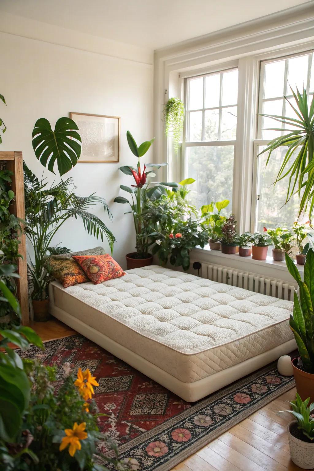 Conjure a nature-inspired retreat with greenery and light.