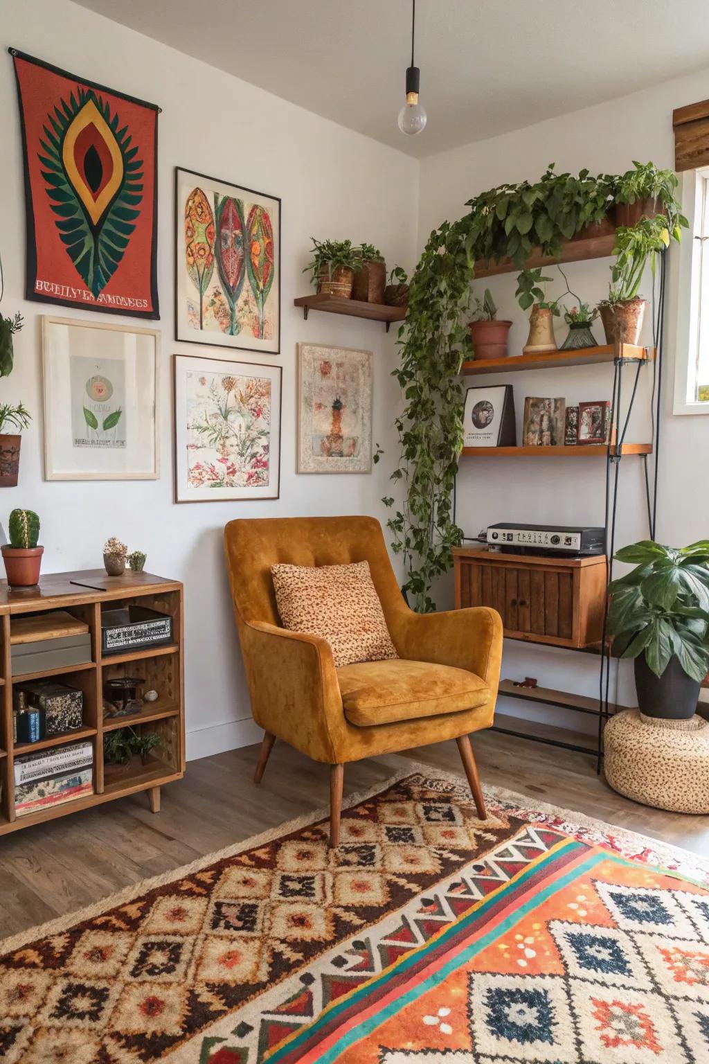 An assorted fusion of styles crafts a distinctive aesthetic.