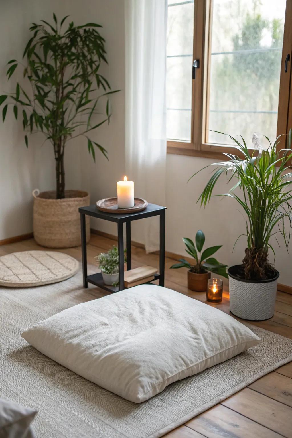 Embrace simplicity for an uncluttered meditation environment.