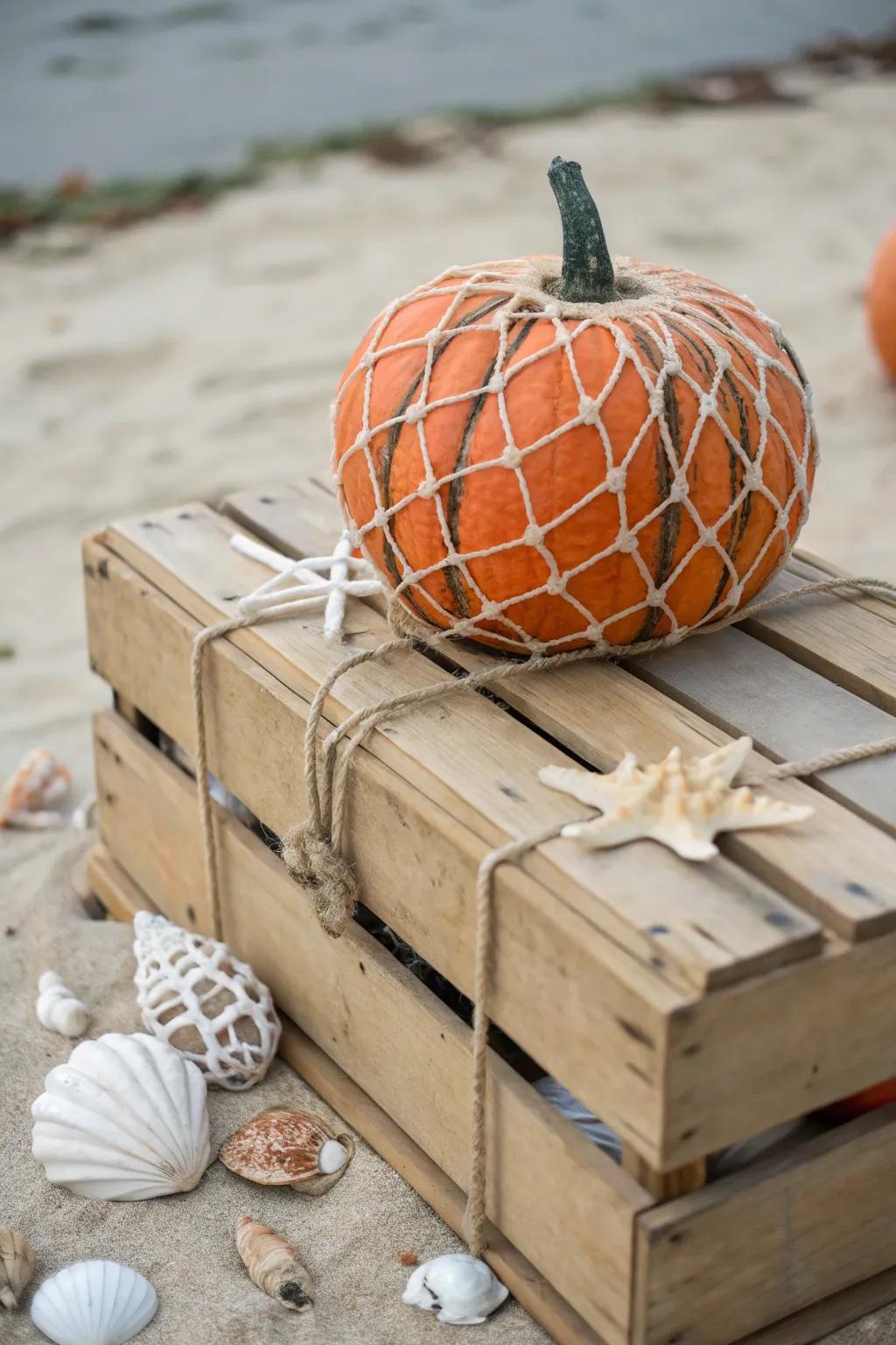 Seafaring netting offers your pumpkin a coastal-inspired texture.