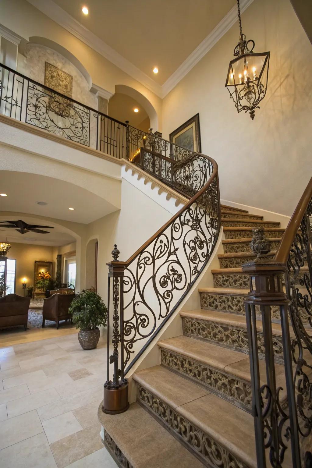 Transform your stairway into an artwork via ornate shields.